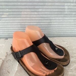 Birkenstock Womens Gizeh Black Birko-Flor Thong Sandals Size 37/6US